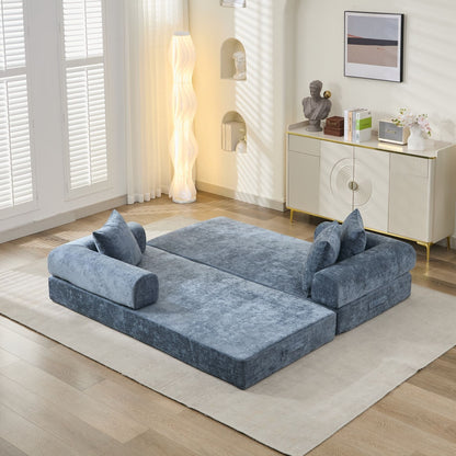 Canapé-lit convertible confortable et pliable, canapé-lit de sol, canapé de sol en chenille avec accoudoirs, canapé de salon