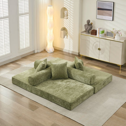 Canapé-lit convertible confortable et pliable, canapé-lit de sol, canapé de sol en chenille avec accoudoirs, canapé de salon