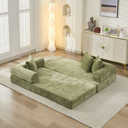 Canapé-lit convertible confortable et pliable, canapé-lit de sol, canapé de sol en chenille avec accoudoirs, canapé de salon