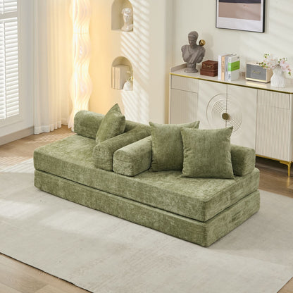 Canapé-lit convertible confortable et pliable, canapé-lit de sol, canapé de sol en chenille avec accoudoirs, canapé de salon