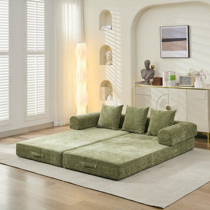 Canapé-lit convertible confortable et pliable, canapé-lit de sol, canapé de sol en chenille avec accoudoirs, canapé de salon