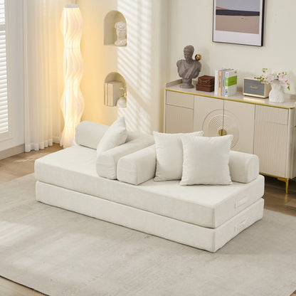 Canapé-lit convertible confortable et pliable, canapé-lit de sol, canapé de sol en chenille avec accoudoirs, canapé de salon