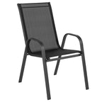 Ensemble de salle à manger d'extérieur commercial 7 pièces avec table en verre et 6 chaises