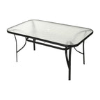 Ensemble de salle à manger d'extérieur commercial 7 pièces avec table en verre et 6 chaises
