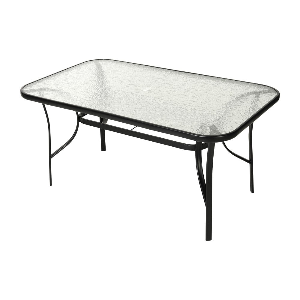 Ensemble de salle à manger d'extérieur commercial 7 pièces avec table en verre et 6 chaises