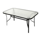 Ensemble de salle à manger de patio commercial avec table en verre trempé et 6 chaises