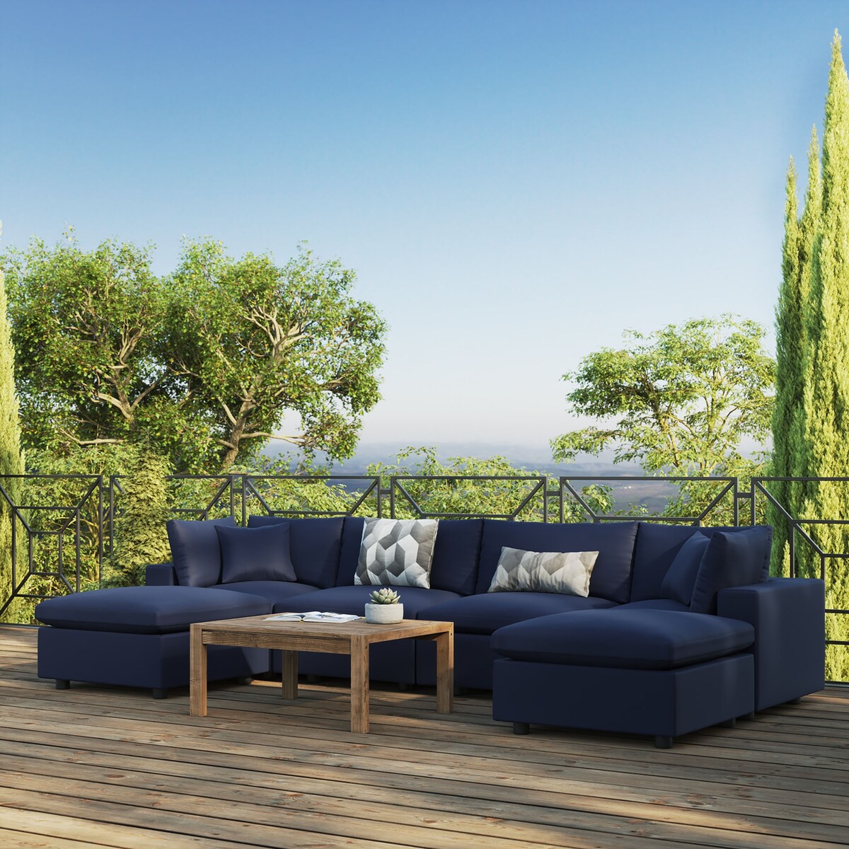 Canapé sectionnel de patio extérieur Commix 6 pièces