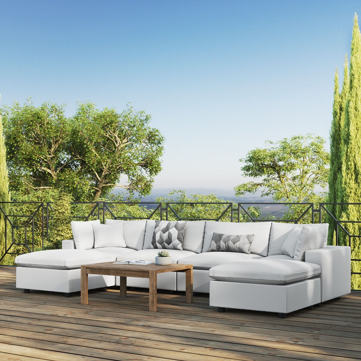 Canapé sectionnel de patio extérieur Commix 6 pièces