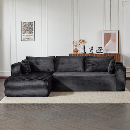 Canapé sectionnel à compression avec méridienne en forme de L, siège profond, convertible modulaire pour salon, chambre à coucher, velours côtelé
