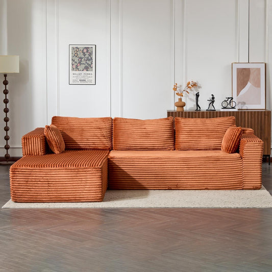 Canapé sectionnel à compression avec méridienne en forme de L, siège profond, convertible modulaire pour salon, chambre à coucher, velours côtelé