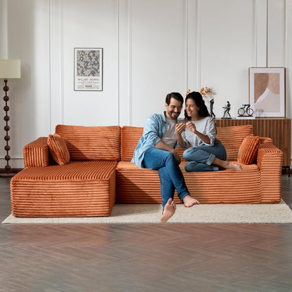 Canapé sectionnel à compression avec méridienne en forme de L, siège profond, convertible modulaire pour salon, chambre à coucher, velours côtelé