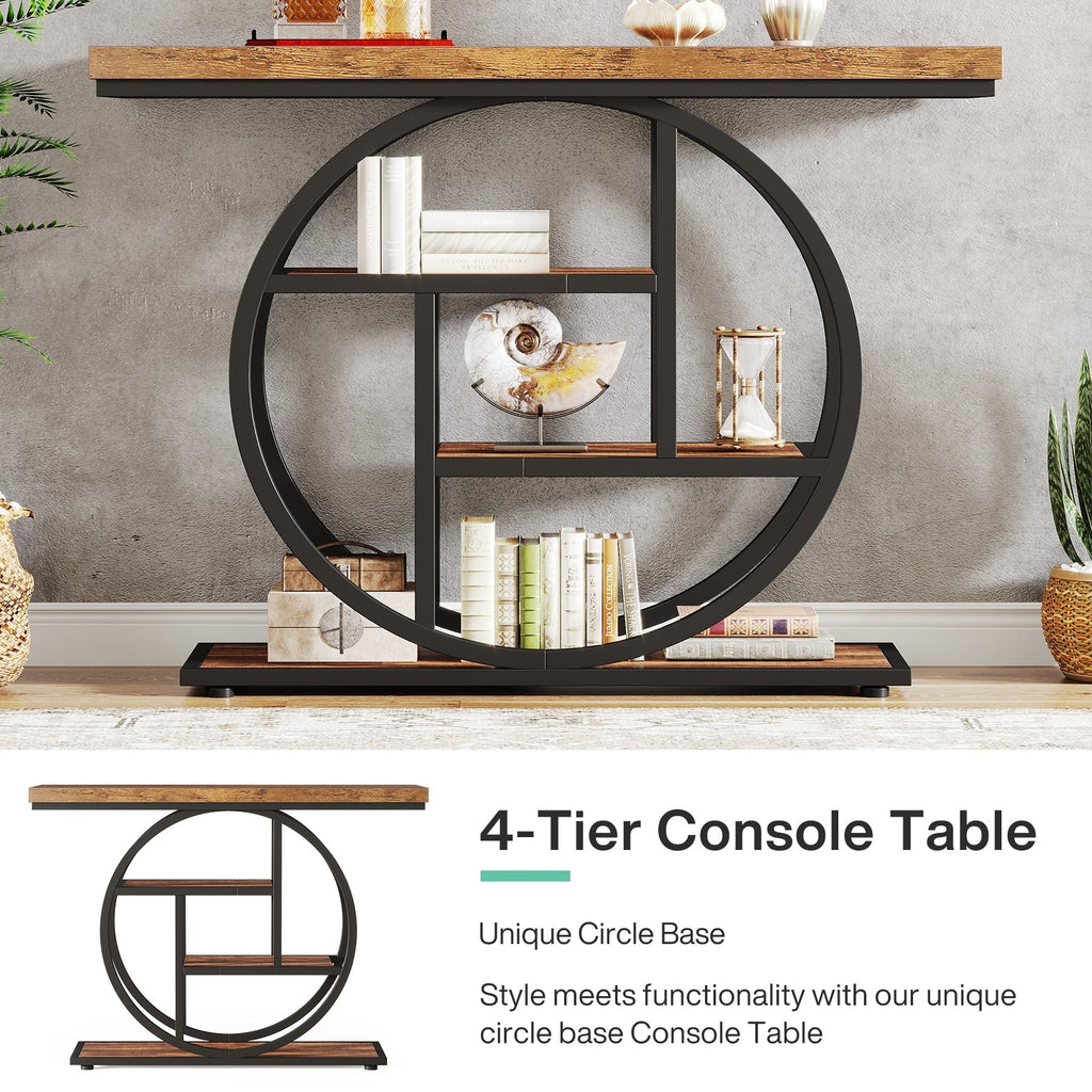 Console d'entrée, table de canapé industrielle à 4 niveaux derrière le canapé