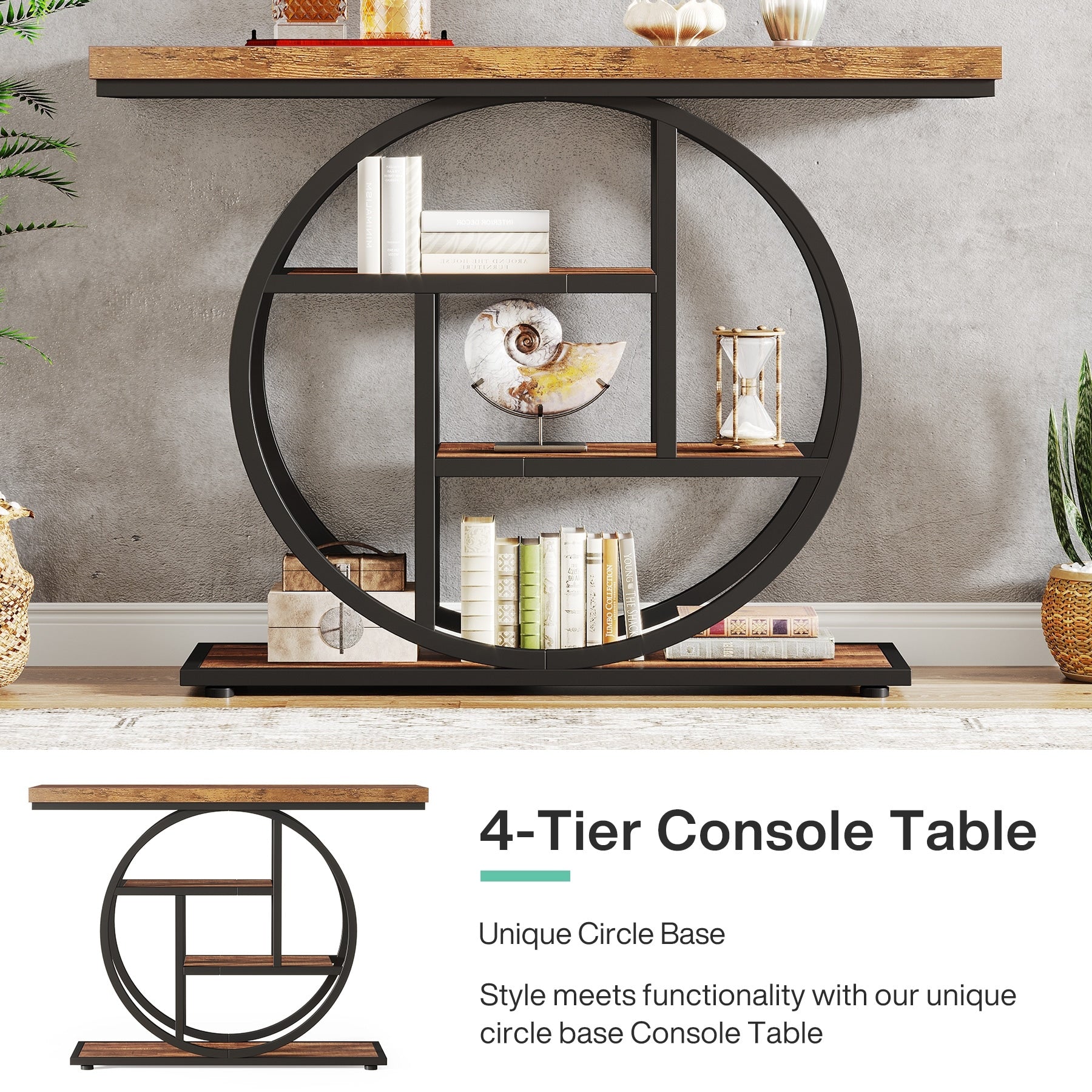 Console d'entrée, table de canapé industrielle à 4 niveaux derrière le canapé