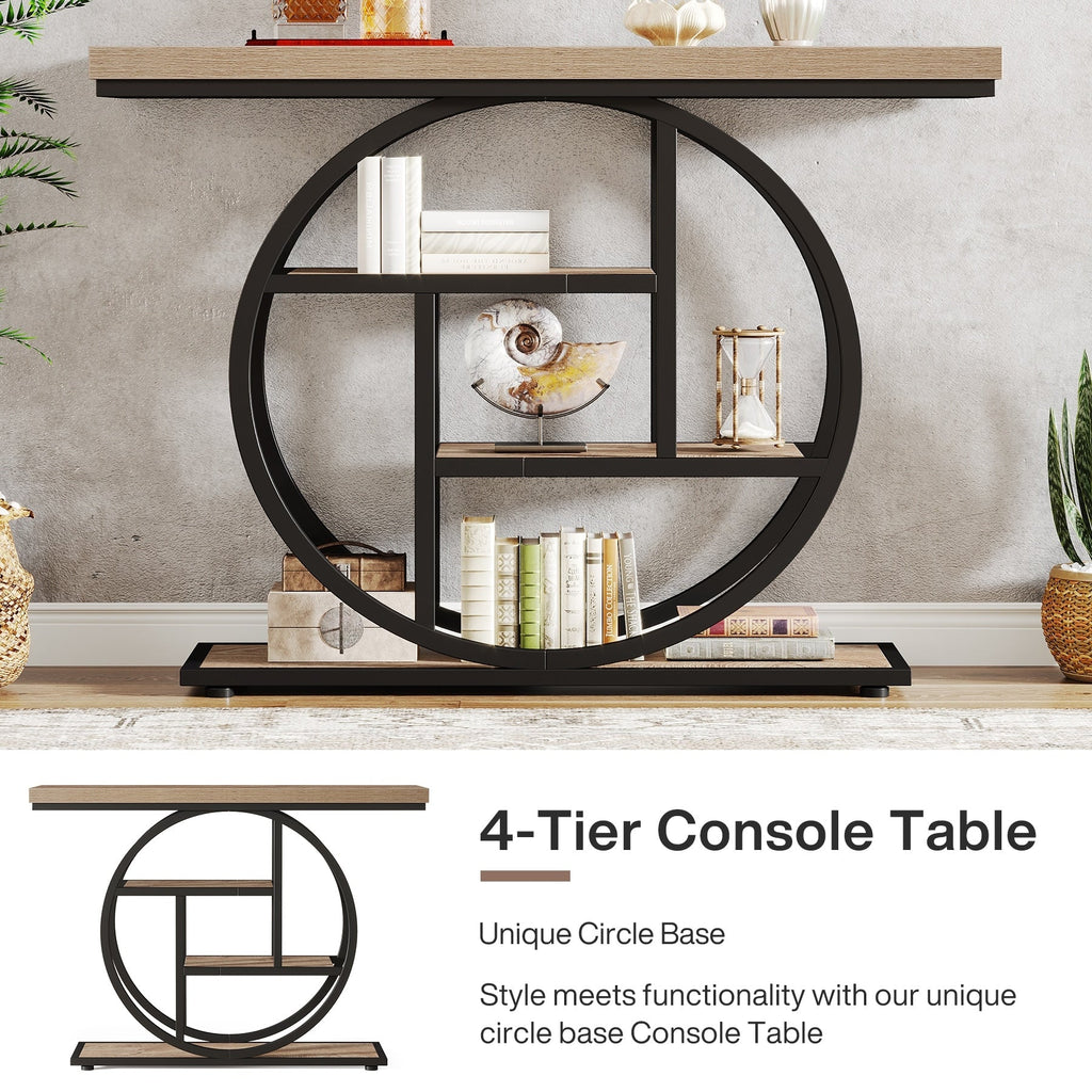 Console d'entrée, table de canapé industrielle à 4 niveaux derrière le canapé