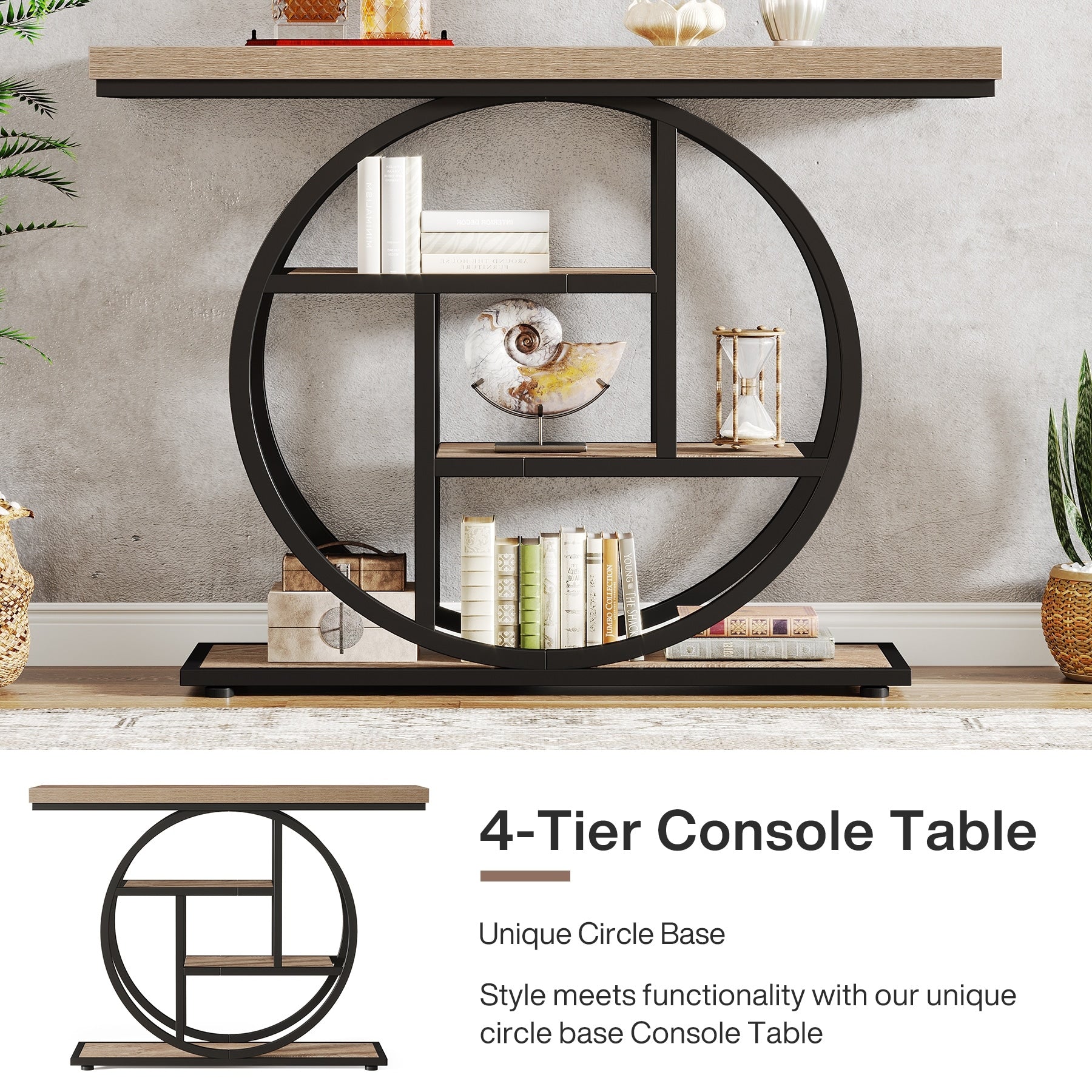 Console d'entrée, table de canapé industrielle à 4 niveaux derrière le canapé