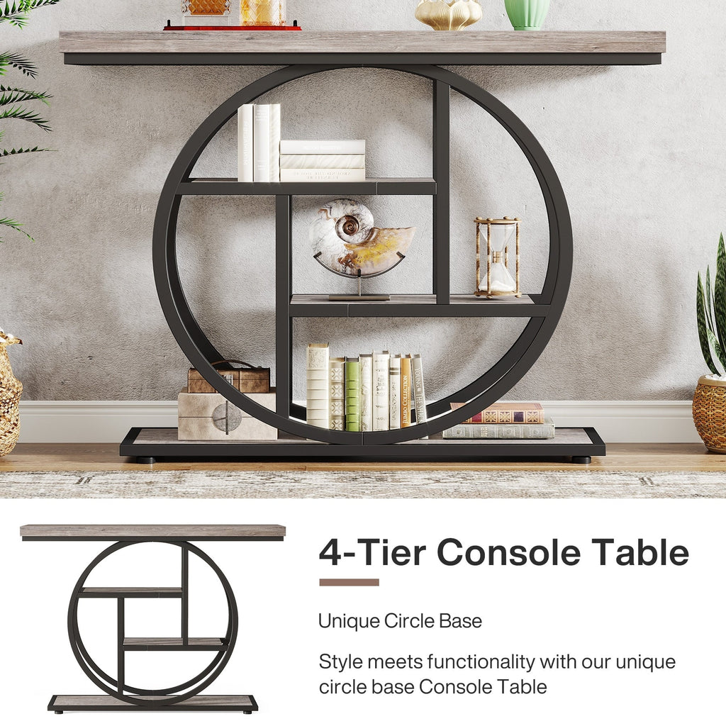 Console d'entrée, table de canapé industrielle à 4 niveaux derrière le canapé