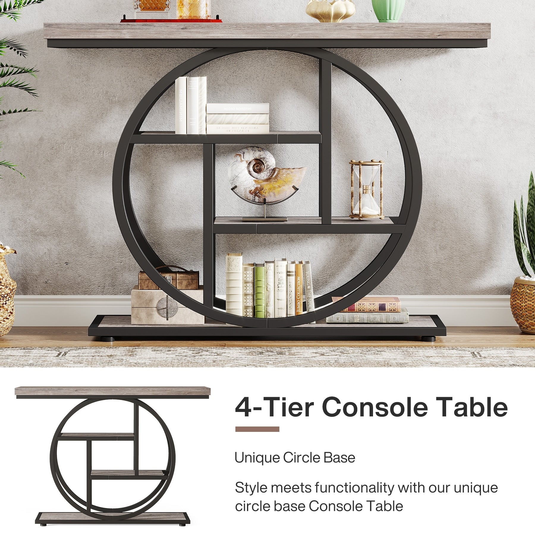 Console d'entrée, table de canapé industrielle à 4 niveaux derrière le canapé
