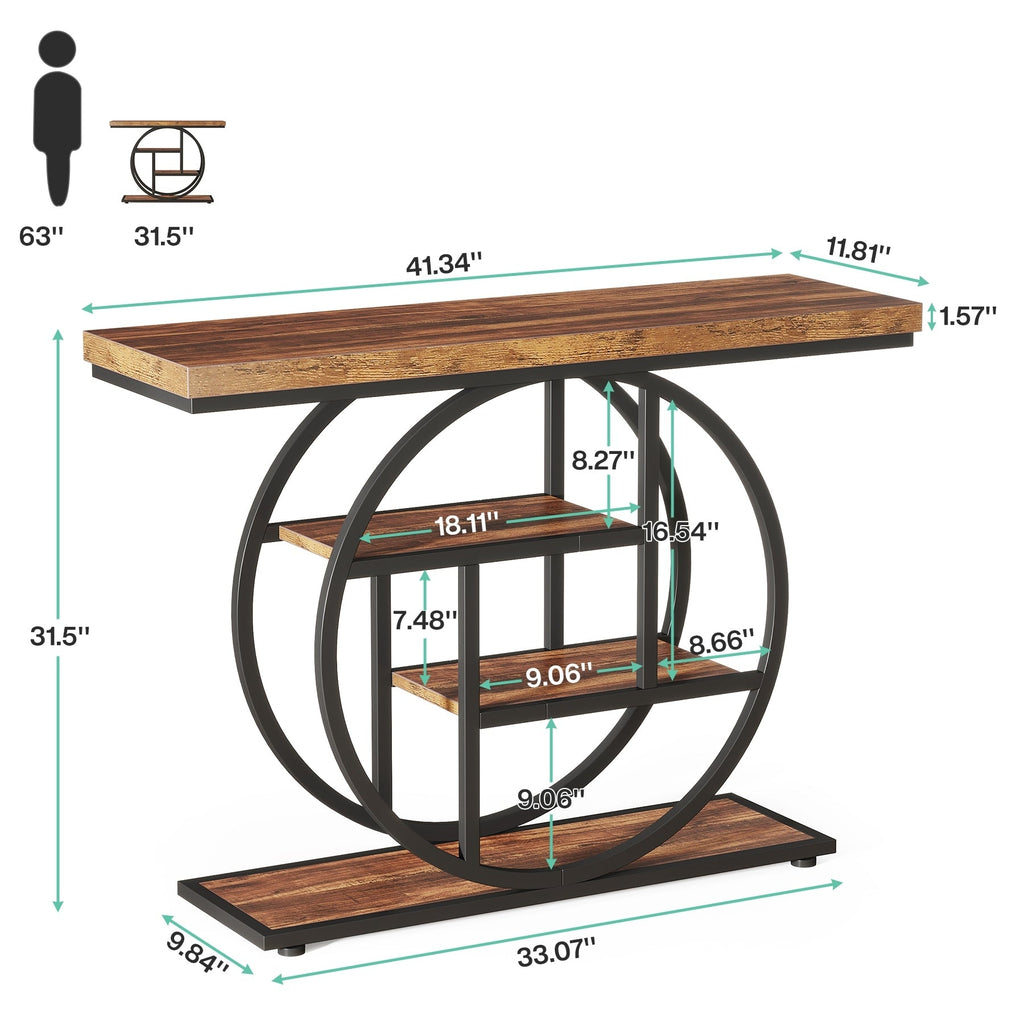Console d'entrée, table de canapé industrielle à 4 niveaux derrière le canapé