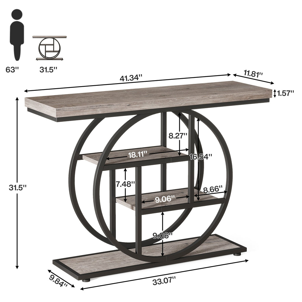 Console d'entrée, table de canapé industrielle à 4 niveaux derrière le canapé