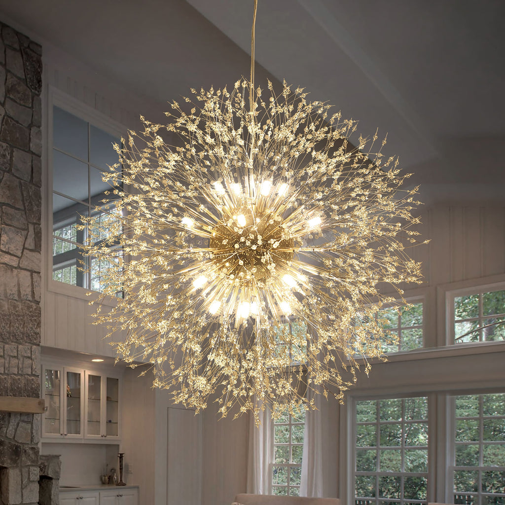 Lustre contemporain Sputnik en cristal Glam Firework à 16/20/24 lumières, suspension pissenlit