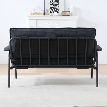 Canapé contemporain 2 places 53 pouces, design compact, cadre en métal, mélange de polyester pour appartements