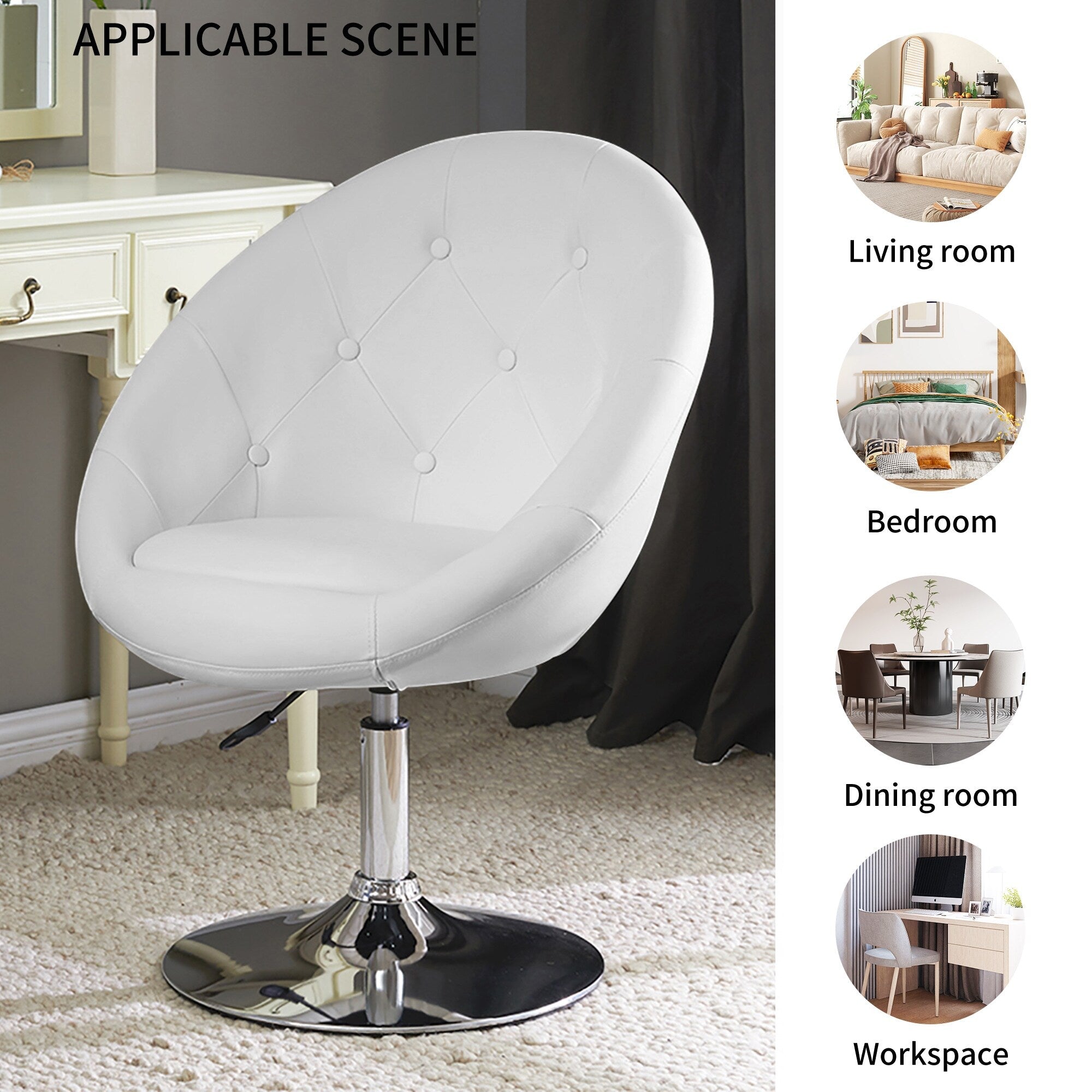 Fauteuil d'appoint pivotant capitonné de taille géante contemporain