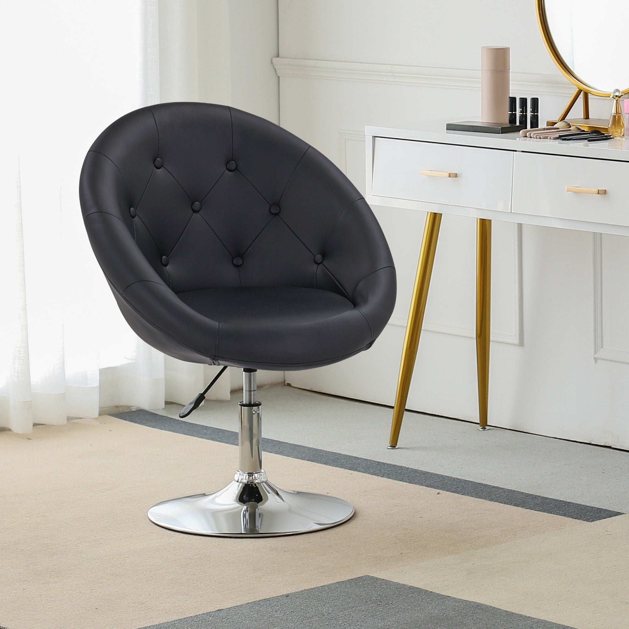 Fauteuil d'appoint pivotant capitonné de taille géante contemporain