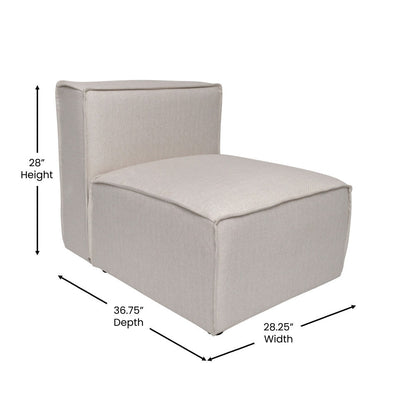 Canapé sectionnel modulaire contemporain sans accoudoirs - 36,75 P x 28,25 L x 28 H