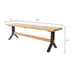 Ensemble de salle à manger contemporain 3 pièces en bois d'acacia naturel SEI Furniture avec table à manger et bancs
