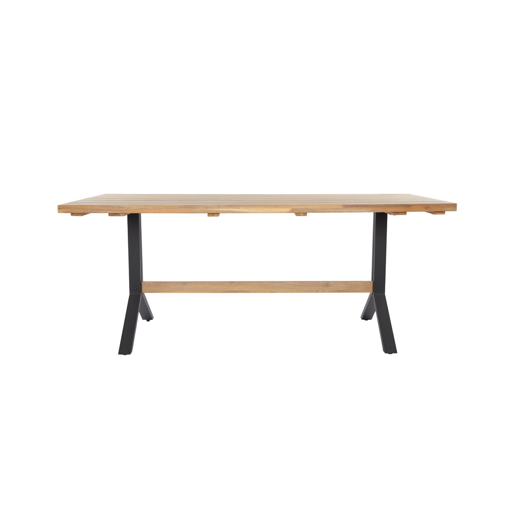 Ensemble de salle à manger contemporain 3 pièces en bois d'acacia naturel SEI Furniture avec table à manger et bancs