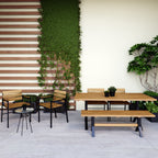 Ensemble de salle à manger contemporain 3 pièces en bois d'acacia naturel SEI Furniture avec table à manger et bancs