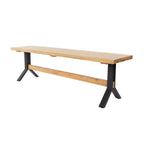 Ensemble de salle à manger contemporain 3 pièces en bois d'acacia naturel SEI Furniture avec table à manger et bancs