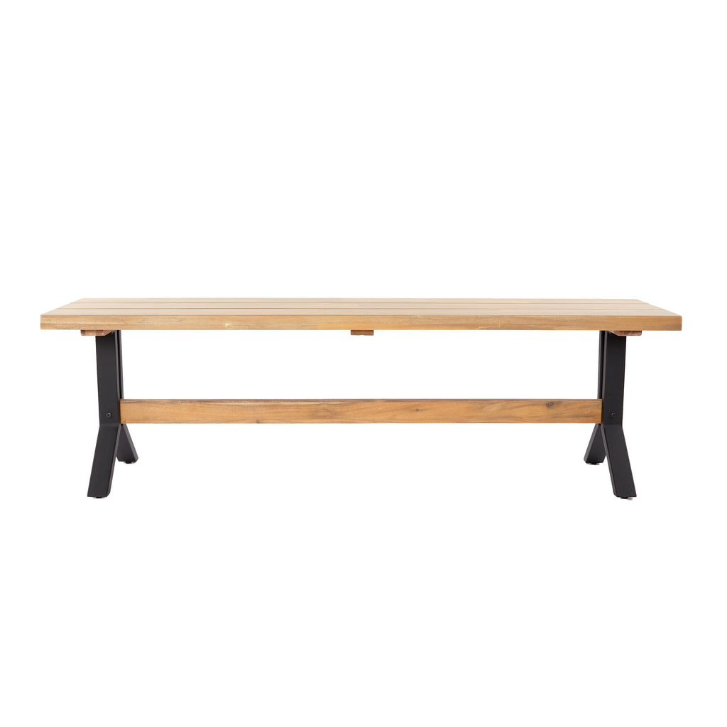 Ensemble de salle à manger contemporain 3 pièces en bois d'acacia naturel SEI Furniture avec table à manger et bancs
