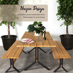 Ensemble de salle à manger contemporain 3 pièces en bois d'acacia naturel SEI Furniture avec table à manger et bancs