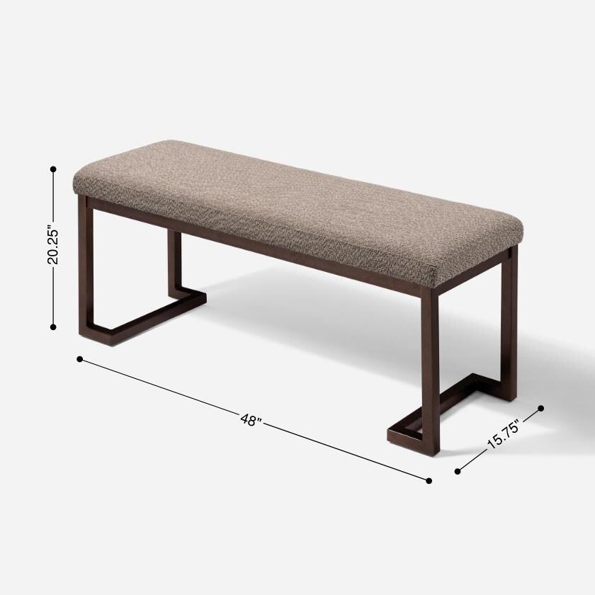 Banc d'appoint rectangulaire rembourré contemporain
