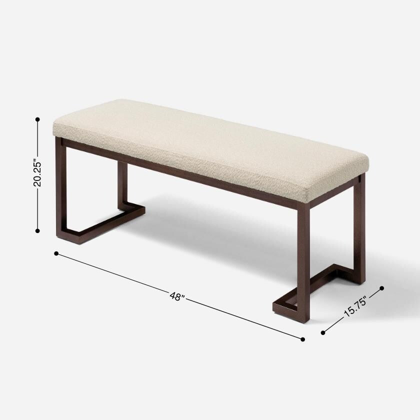 Banc d'appoint rectangulaire rembourré contemporain