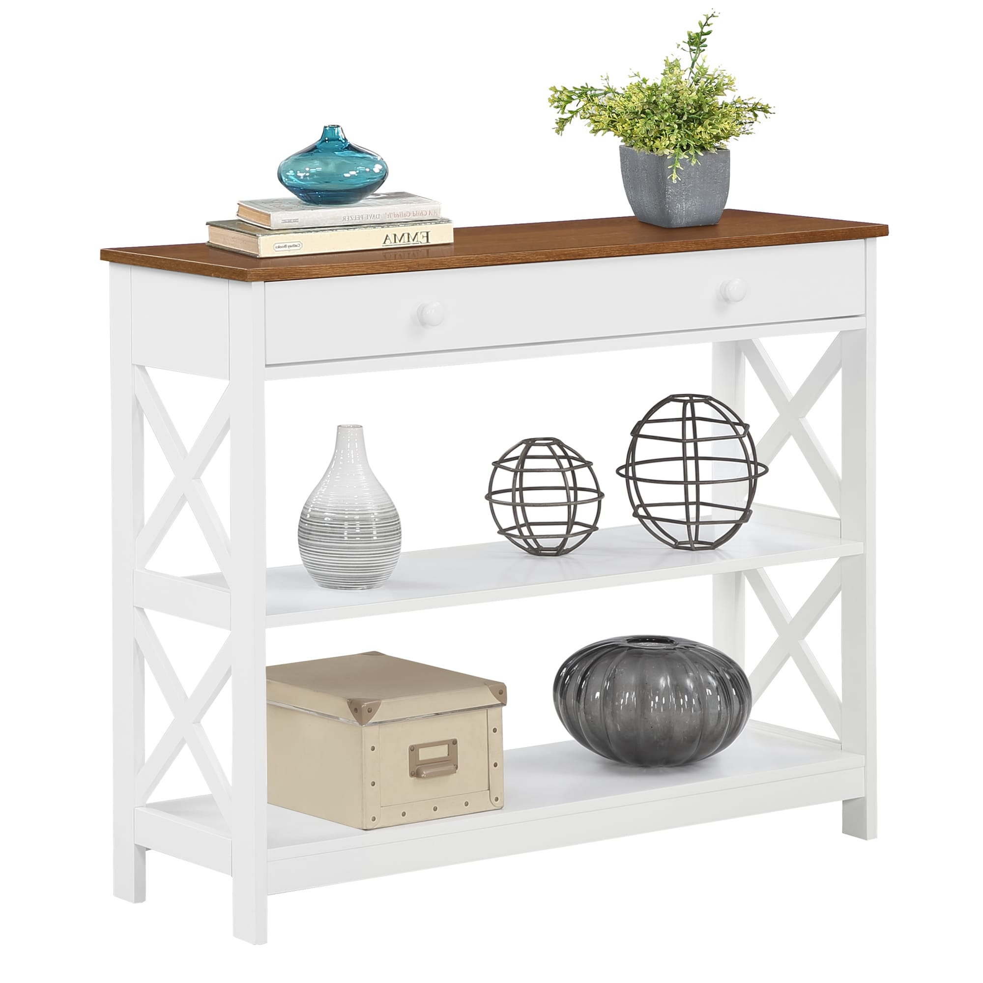 Console Oxford à 1 tiroir et étagères Convenience Concepts