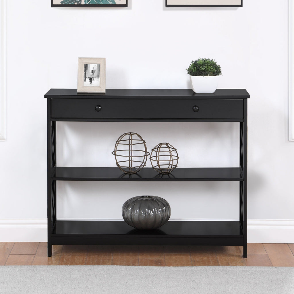 Console Oxford à 1 tiroir et étagères Convenience Concepts