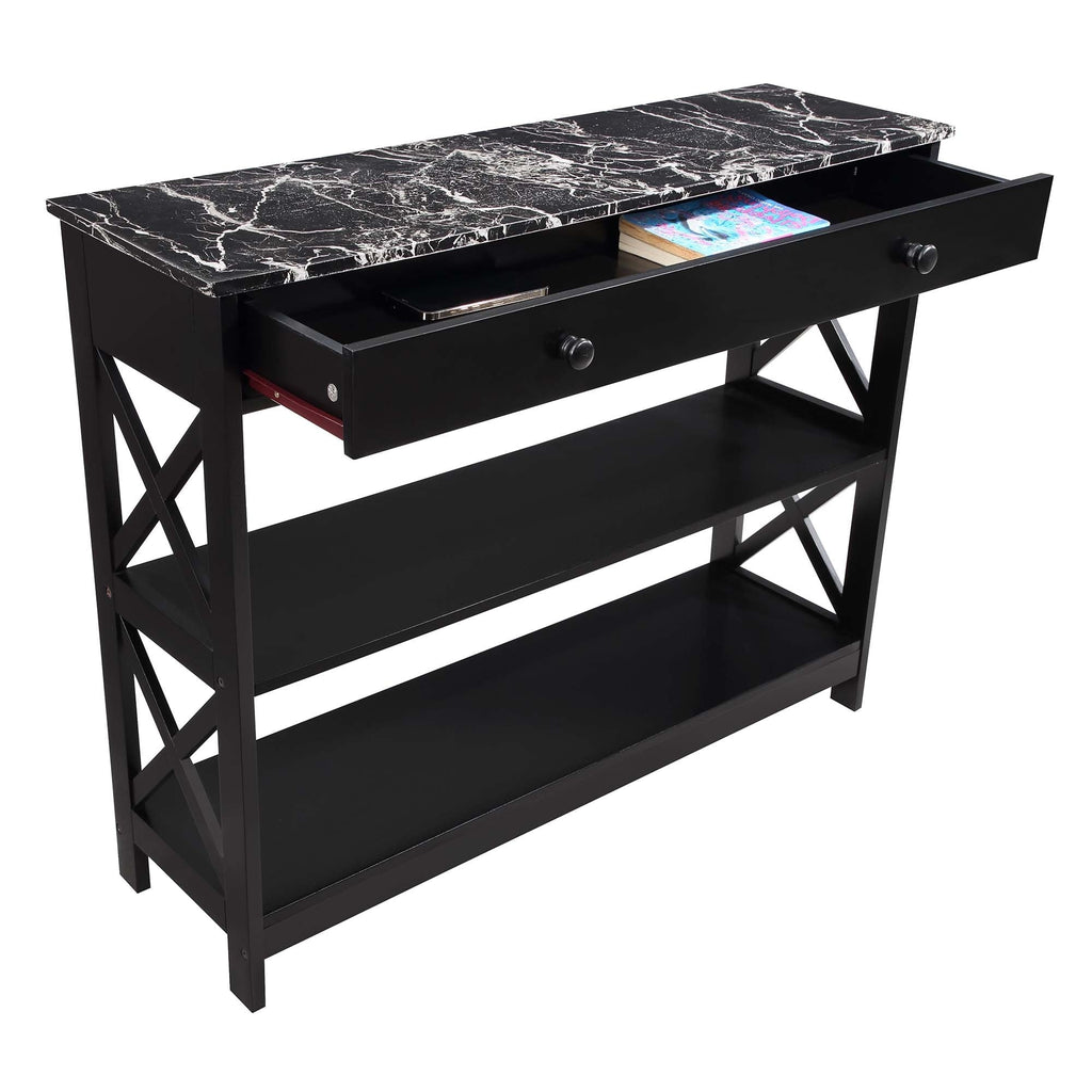 Console Oxford à 1 tiroir et étagères Convenience Concepts