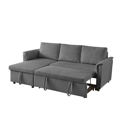 Canapé-lit convertible modulaire en velours côtelé avec méridienne de rangement et dossier inclinable pour le salon