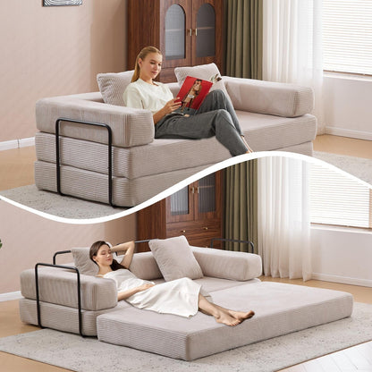 Canapé-lit convertible avec dossier coussiné en tissu chenille pour salon et chambre à coucher