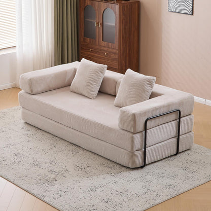 Canapé-lit convertible avec dossier coussiné en tissu chenille pour salon et chambre à coucher