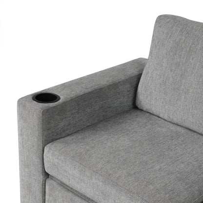 Canapé sectionnel convertible en U avec lit gigogne, ports USB et porte-gobelets pour le salon
