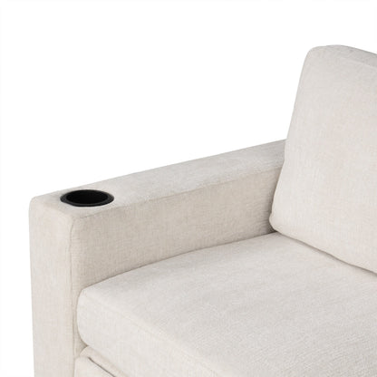Canapé sectionnel convertible en U avec lit gigogne, ports USB et porte-gobelets pour le salon