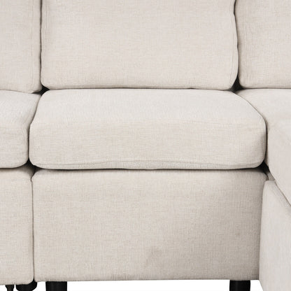 Canapé sectionnel convertible en U avec lit gigogne, ports USB et porte-gobelets pour le salon