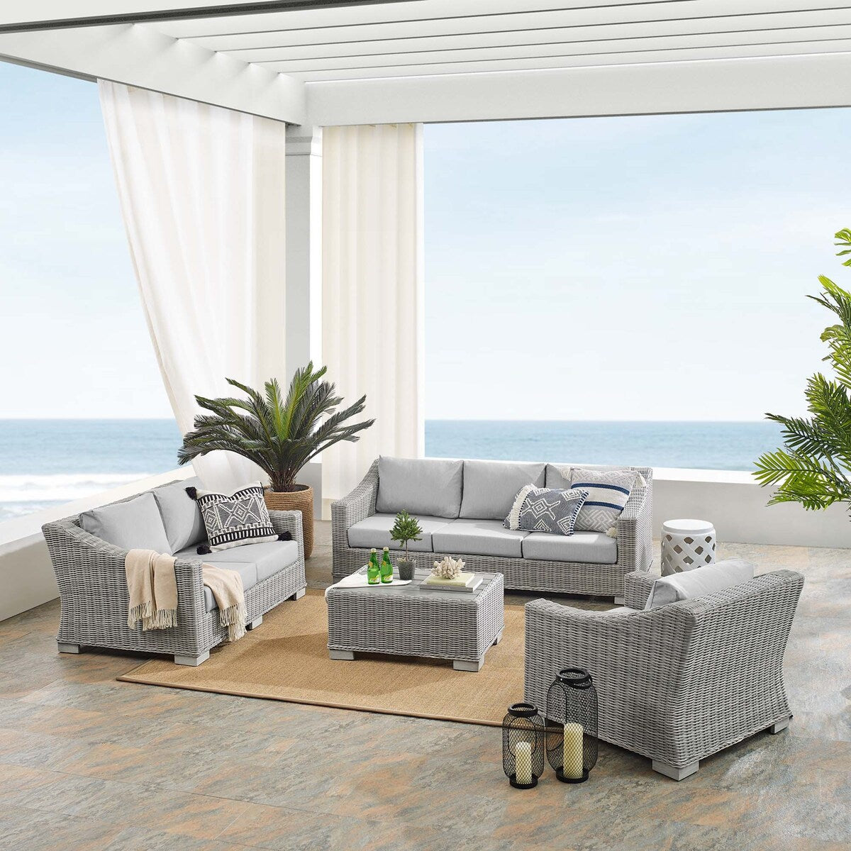 Ensemble de meubles de jardin Conway Sunbrella® en rotin et osier, 4 pièces