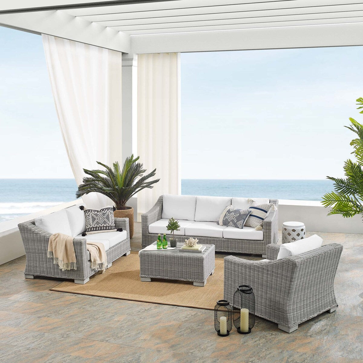 Ensemble de meubles de jardin Conway Sunbrella® en rotin et osier, 4 pièces