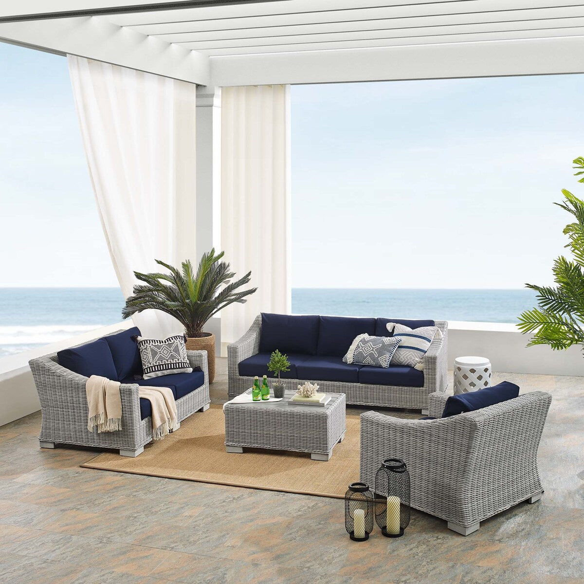 Ensemble de meubles de jardin Conway Sunbrella® en rotin et osier, 4 pièces