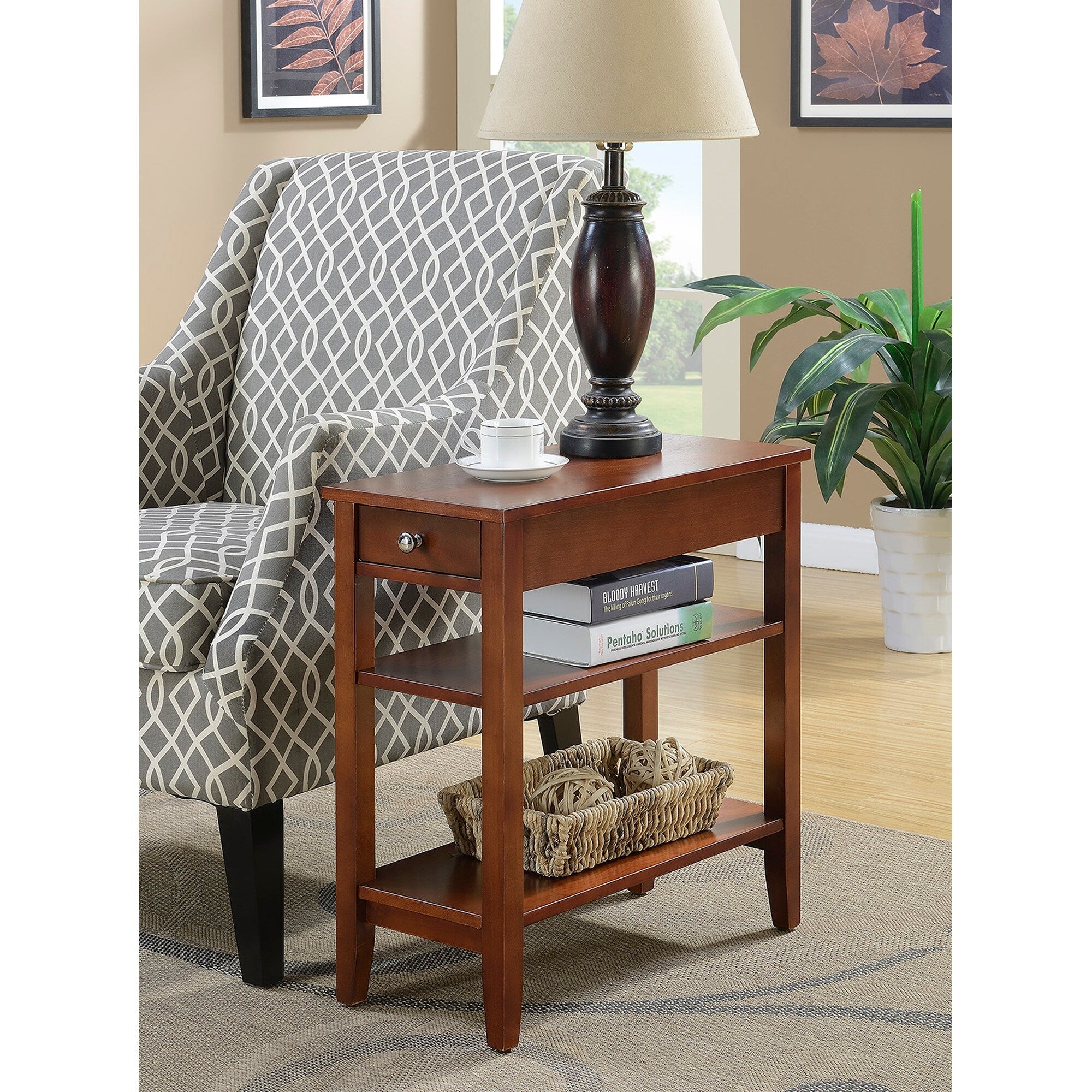 Table d'appoint à 1 tiroir et étagères American Heritage de Convenience Concepts