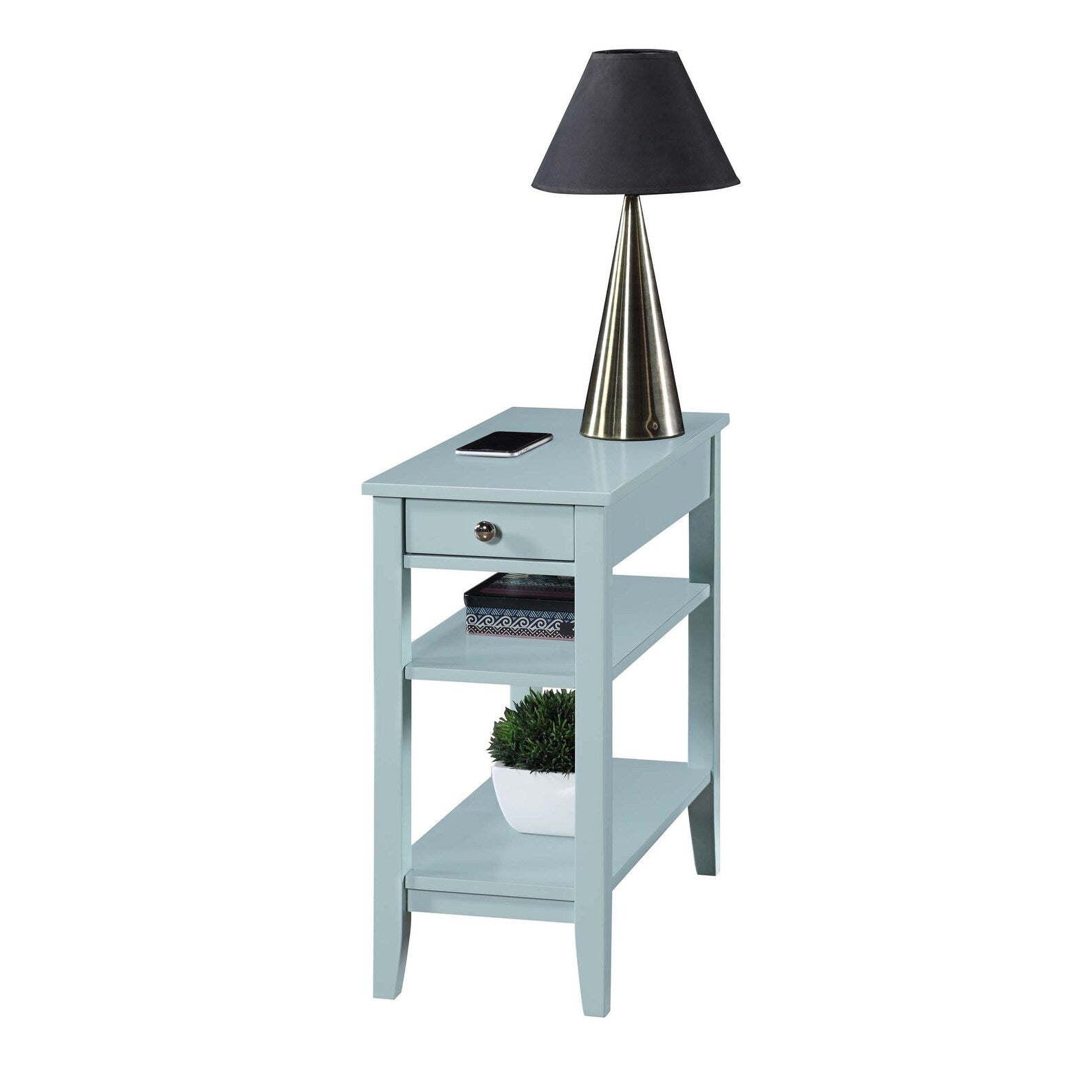 Convenience Concepts American Heritage 1 Drawer Chairside End Table with Shelves